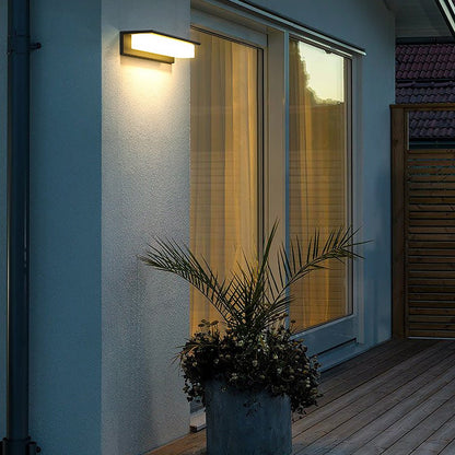 Modern Gray Horizontal Down-Light LED Wall Sconce Stainless Steel Aluminum PC Solar or Hardwired IP54 2 Sizes Courtyard Villa