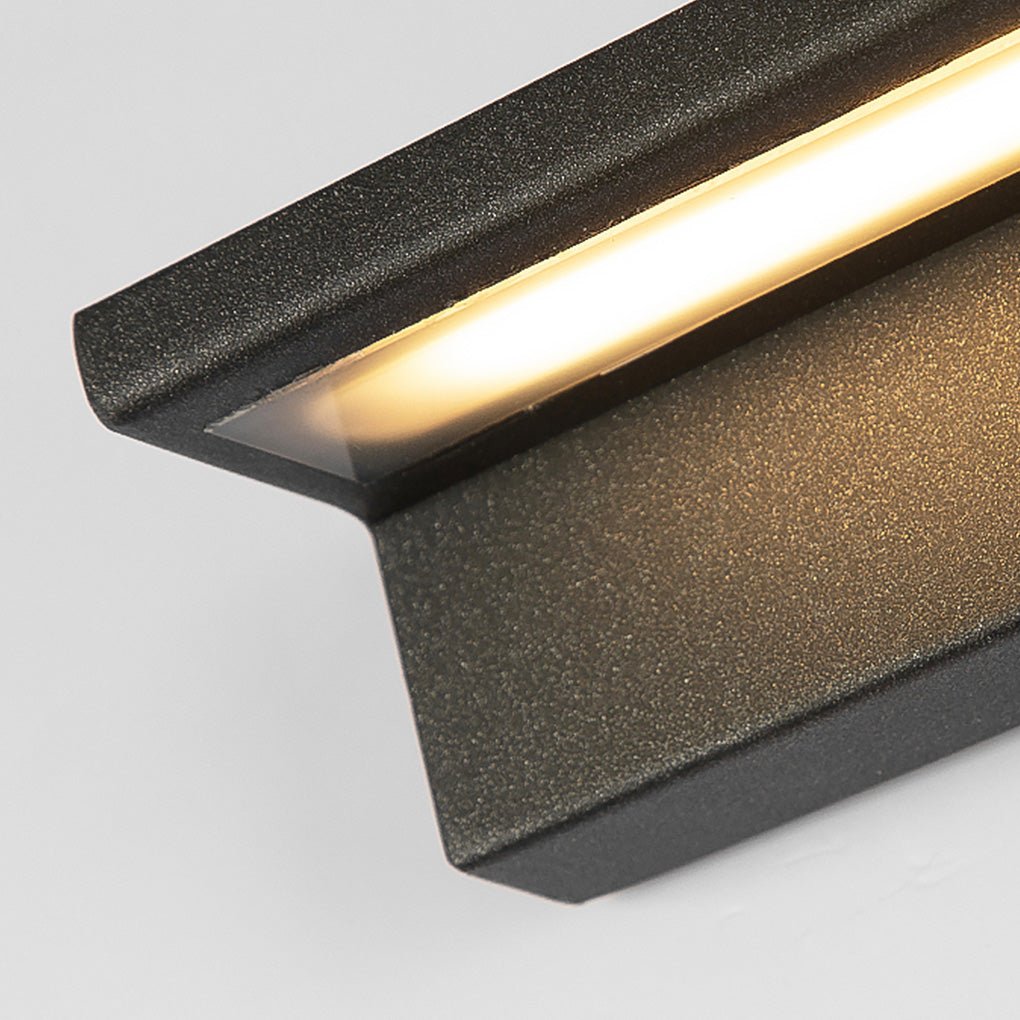 Modern Gray Horizontal Down-Light LED Wall Sconce Stainless Steel Aluminum PC Solar or Hardwired IP54 2 Sizes Courtyard Villa