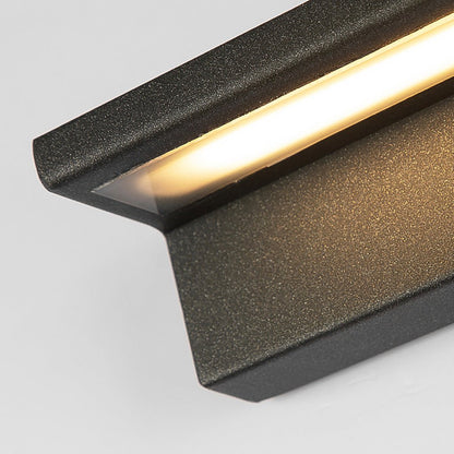 Modern Gray Horizontal Down-Light LED Wall Sconce Stainless Steel Aluminum PC Solar or Hardwired IP54 2 Sizes Courtyard Villa