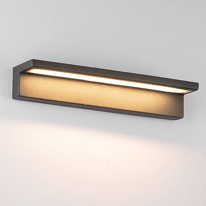Modern Gray Horizontal Down-Light LED Wall Sconce Stainless Steel Aluminum PC Solar or Hardwired IP54 2 Sizes Courtyard Villa