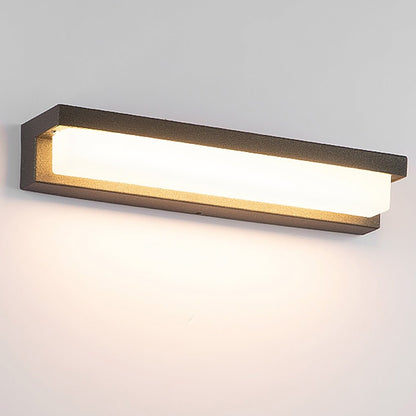 Modern Gray Horizontal Down-Light LED Wall Sconce Stainless Steel Aluminum PC Solar or Hardwired IP54 2 Sizes Courtyard Villa