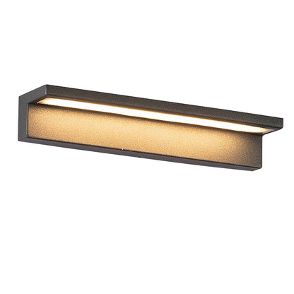 Modern Gray Horizontal Down-Light LED Wall Sconce Stainless Steel Aluminum PC Solar or Hardwired IP54 2 Sizes Courtyard Villa