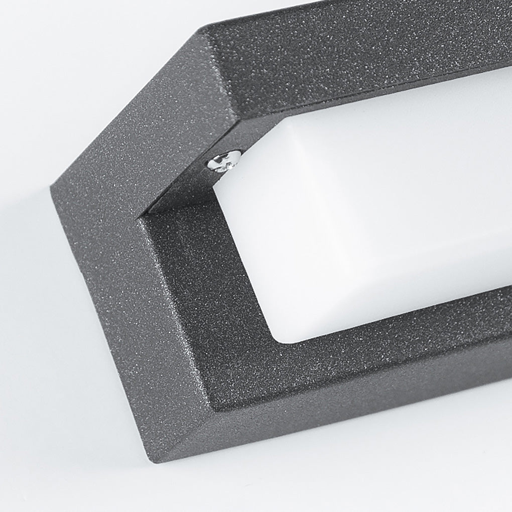 Modern Gray Horizontal Down-Light LED Wall Sconce Stainless Steel Aluminum PC Solar or Hardwired IP54 2 Sizes Courtyard Villa