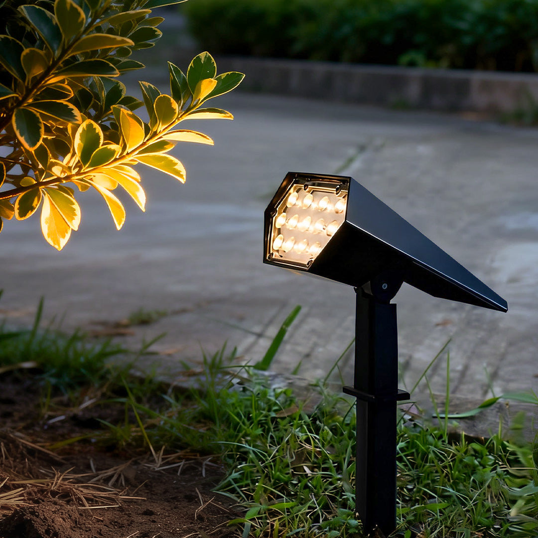 Solar Spotlight Outdoor Adjustable Garden Spike Light LED IP65 Warm White RGB 3W 210LM Auto Dusk to Dawn Black 2 Pack