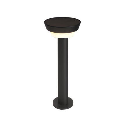Modern Cylindrical Solar LED Bollard Light Adjustable Spike Base Waterproof Outdoor Pathway Lighting Black Aluminum IP65