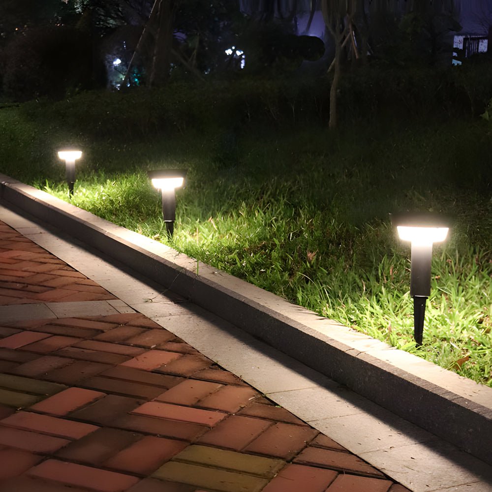Modern Cylindrical Solar LED Bollard Light Adjustable Spike Base Waterproof Outdoor Pathway Lighting Black Aluminum IP65