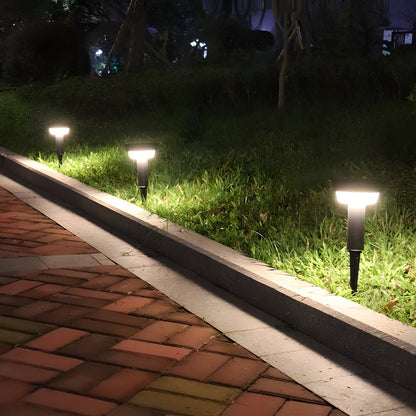 Modern Cylindrical Solar LED Bollard Light Adjustable Spike Base Waterproof Outdoor Pathway Lighting Black Aluminum IP65