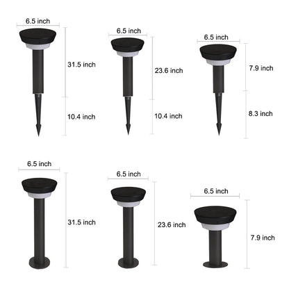 Modern Cylindrical Solar LED Bollard Light Adjustable Spike Base Waterproof Outdoor Pathway Lighting Black Aluminum IP65
