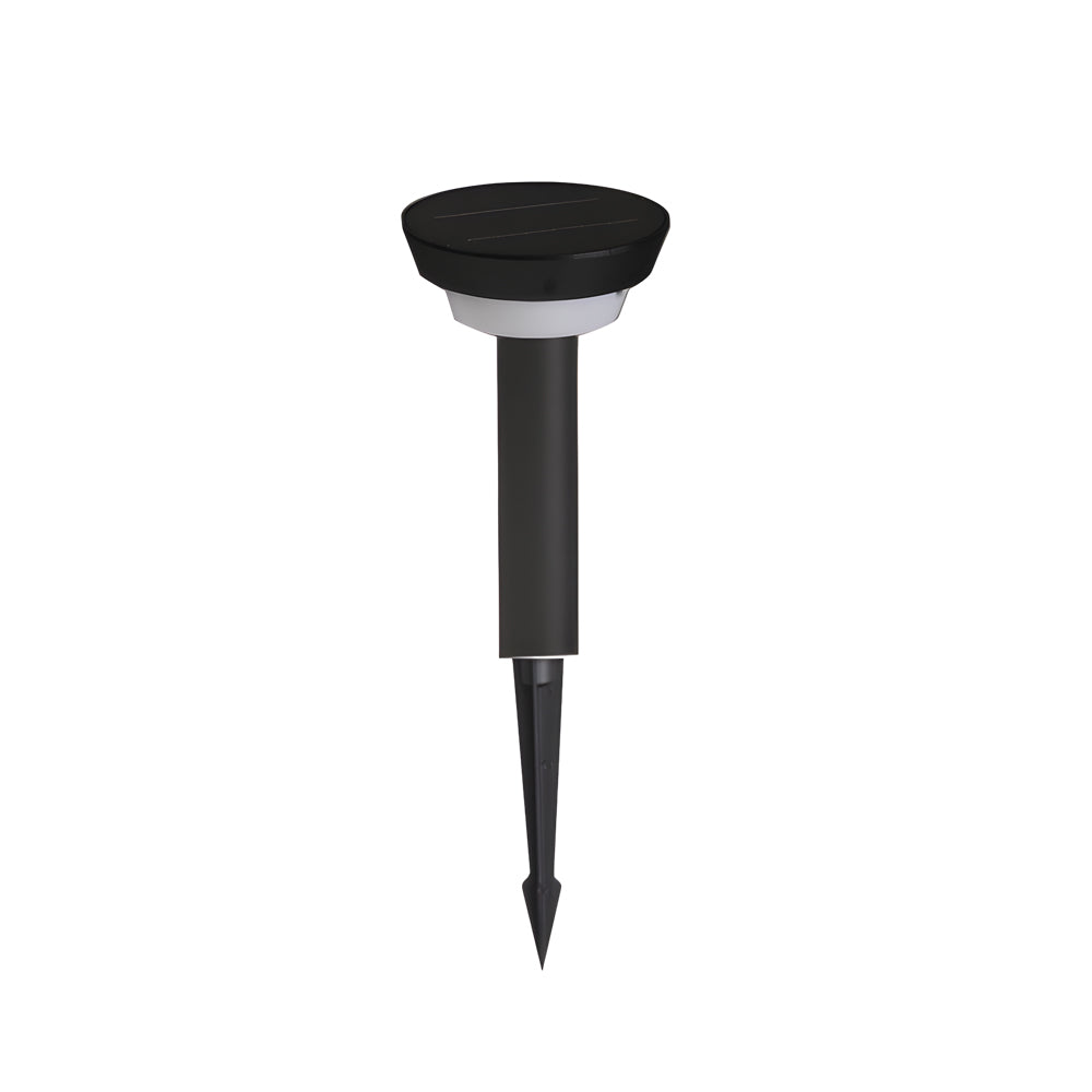 Modern Cylindrical Solar LED Bollard Light Adjustable Spike Base Waterproof Outdoor Pathway Lighting Black Aluminum IP65