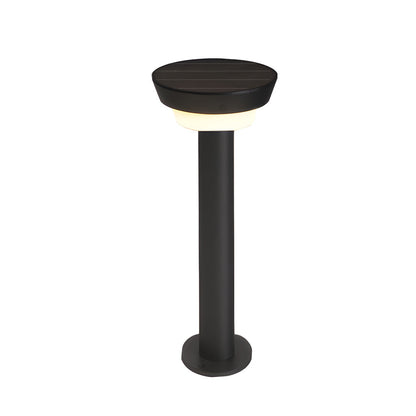 Modern Cylindrical Solar LED Bollard Light Adjustable Spike Base Waterproof Outdoor Pathway Lighting Black Aluminum IP65