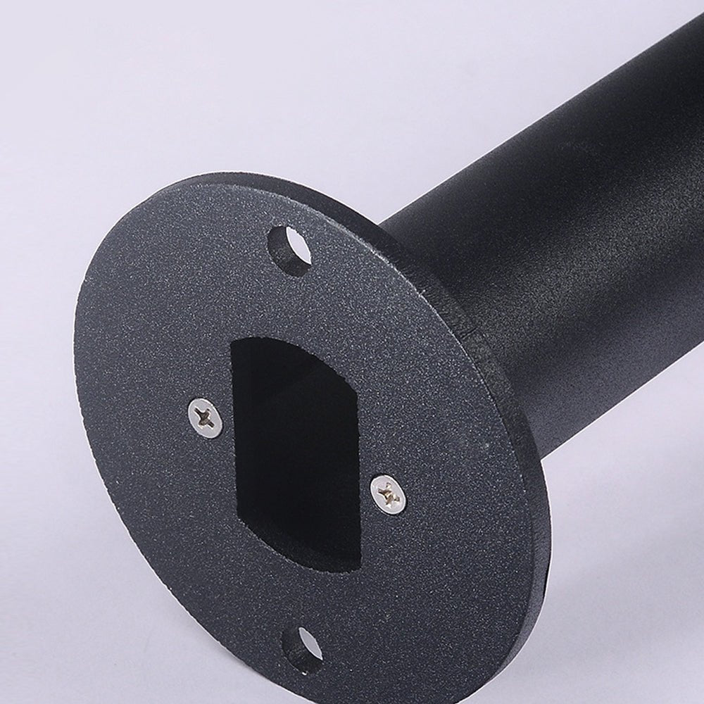 Modern Cylindrical Solar LED Bollard Light Adjustable Spike Base Waterproof Outdoor Pathway Lighting Black Aluminum IP65