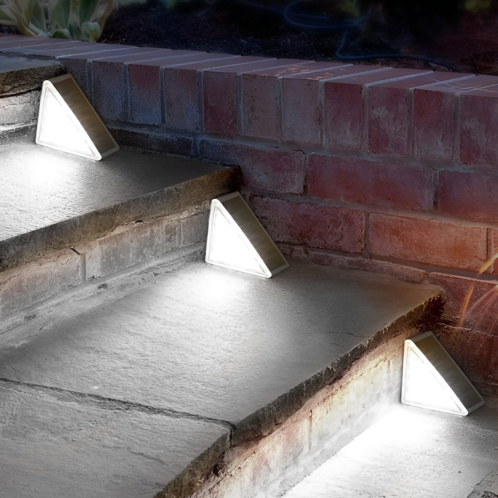 Solar Powered Lights for Steps Modern Waterproof Triangle PC Gray Dual CCT Outdoor