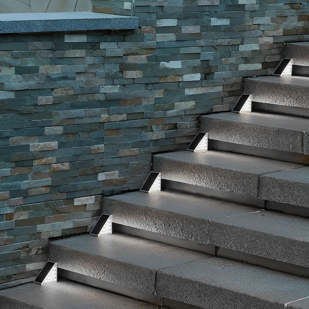 Solar Powered Lights for Steps Modern Waterproof Triangle PC Gray Dual CCT Outdoor