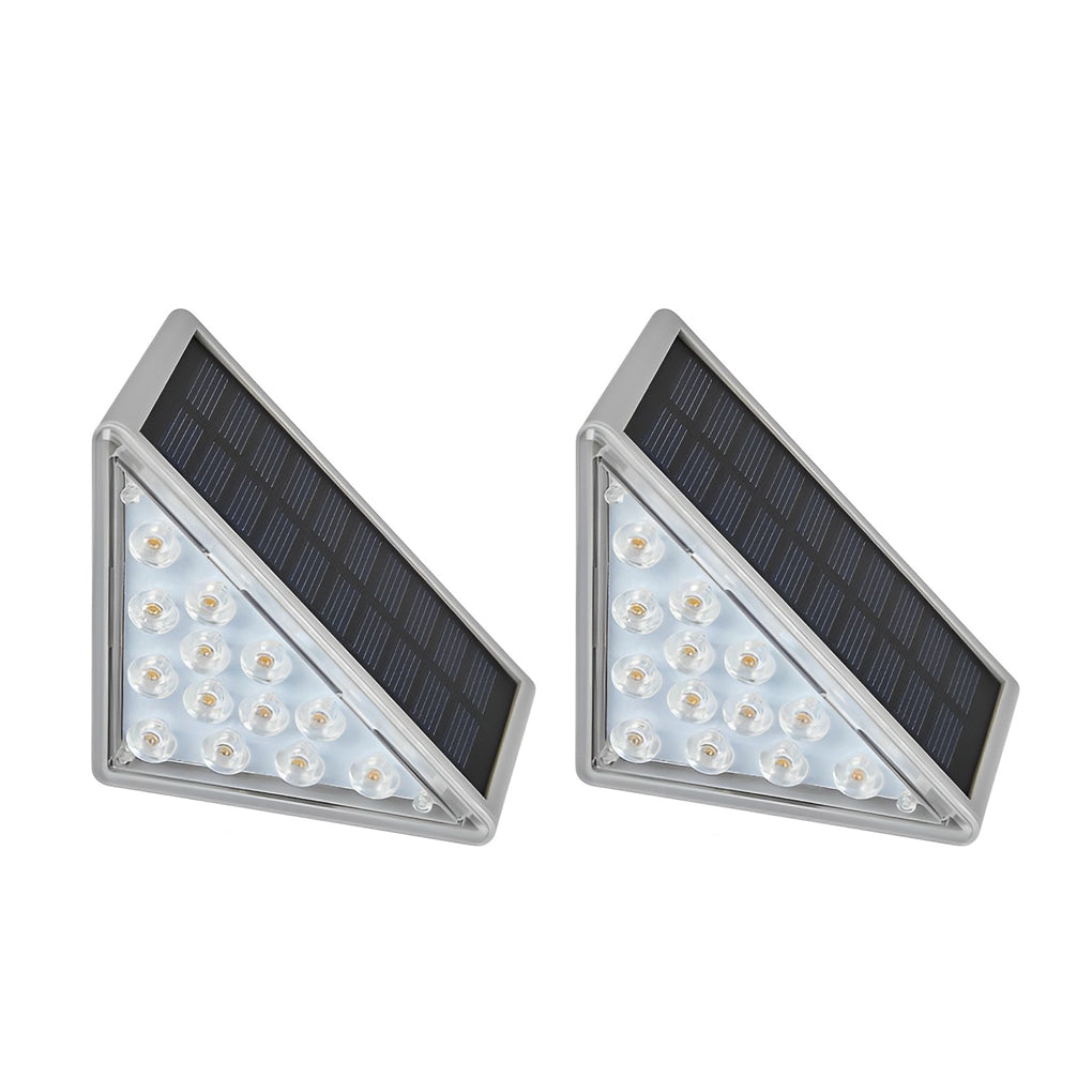 Solar Powered Lights for Steps Modern Waterproof Triangle PC Gray Dual CCT Outdoor