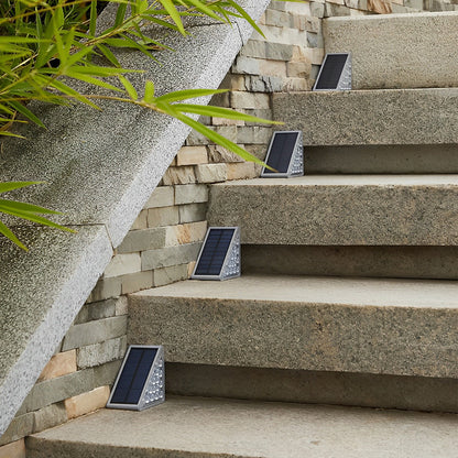 Solar Powered Lights for Steps Modern Waterproof Triangle PC Gray Dual CCT Outdoor