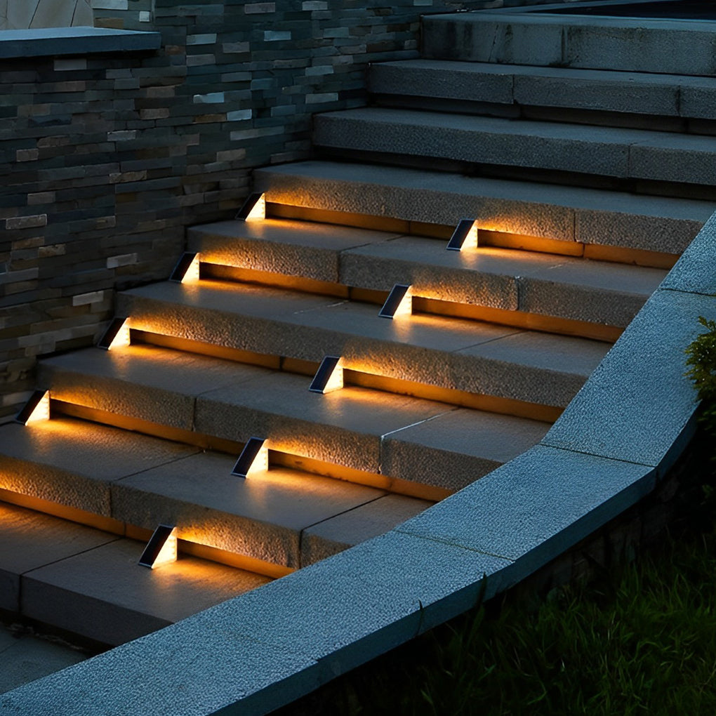 Solar Powered Lights for Steps Modern Waterproof Triangle PC Gray Dual CCT Outdoor