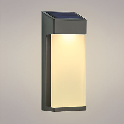 Solar Outdoor Wall Sconce Black Frosted Glass LED 3000K 2-Pack Entrance Porch