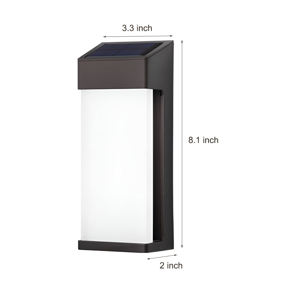 Solar Outdoor Wall Sconce Black Frosted Glass LED 3000K 2-Pack Entrance Porch