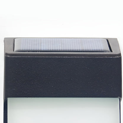 Solar Outdoor Wall Sconce Black Frosted Glass LED 3000K 2-Pack Entrance Porch