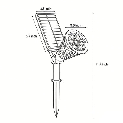 Solar Powered Outdoor Spotlight ABS 7W 490LM Warm White RGB IP65 4400mAh Landscape