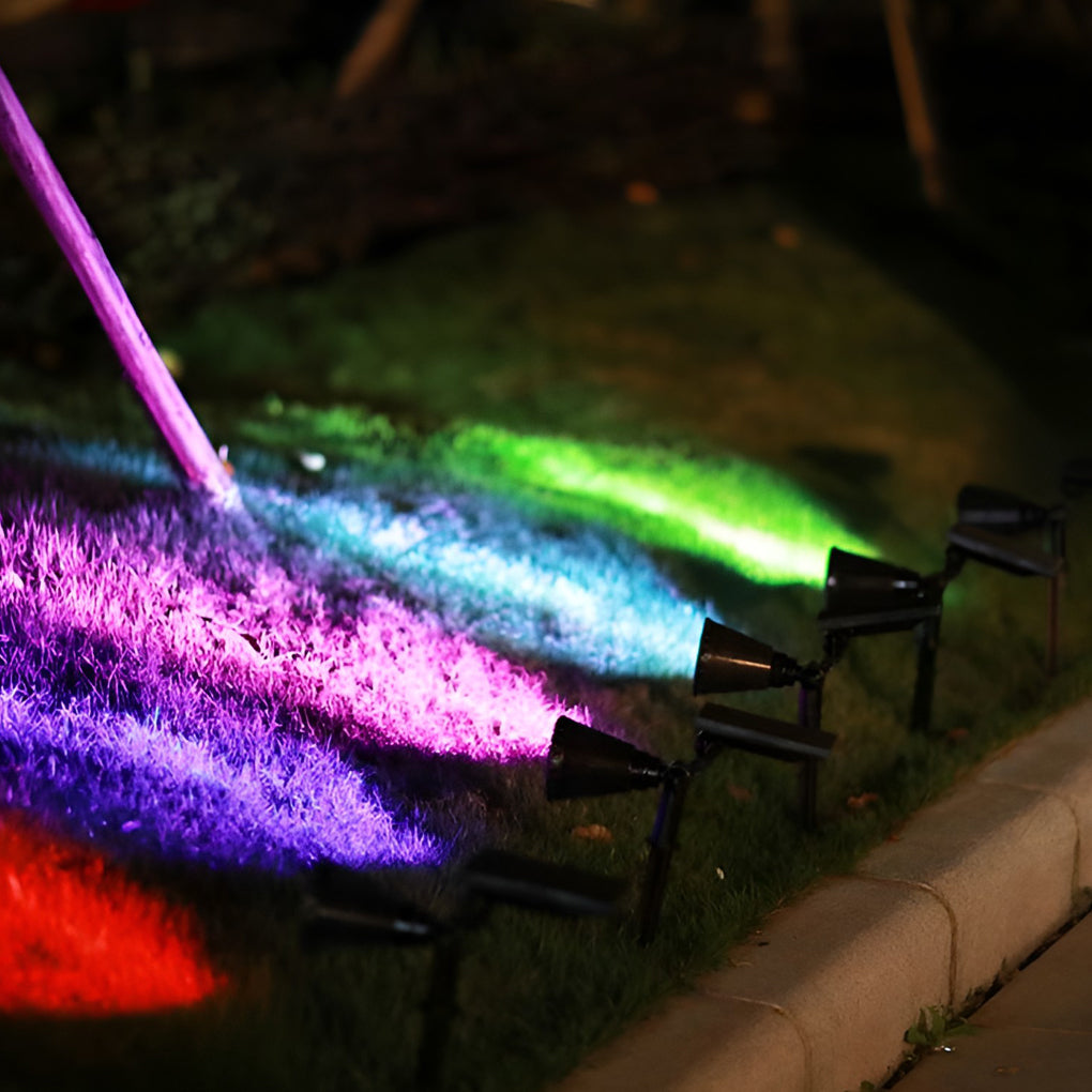 Solar Powered Outdoor Spotlight ABS 7W 490LM Warm White RGB IP65 4400mAh Landscape