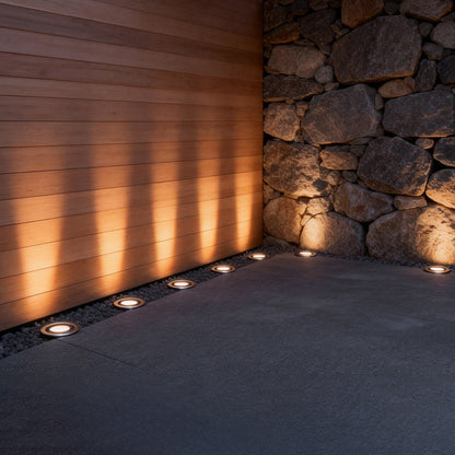 Solar Powered LED In-Ground Well Light 1W Black 304 Stainless Steel IP67 16Hr Runtime 3000K or 4000K