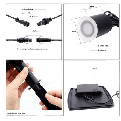Solar Powered LED In-Ground Well Light 1W Black 304 Stainless Steel IP67 16Hr Runtime 3000K or 4000K