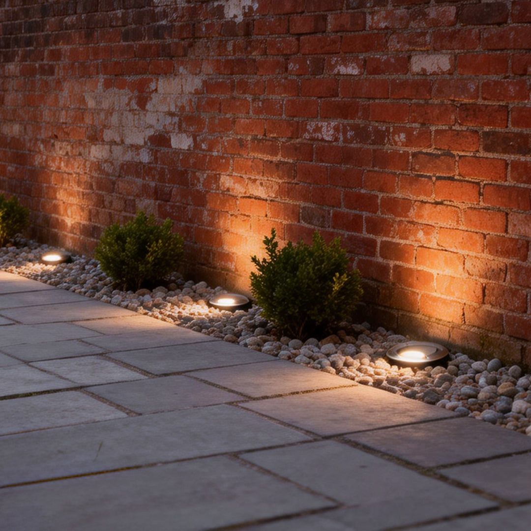 Solar Powered LED In-Ground Well Light 1W Black 304 Stainless Steel IP67 16Hr Runtime 3000K or 4000K