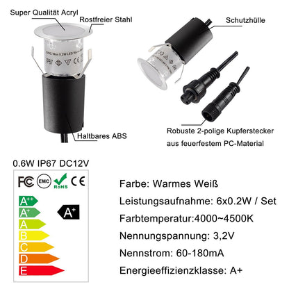 Solar Powered LED In-Ground Well Light 1W Black 304 Stainless Steel IP67 16Hr Runtime 3000K or 4000K