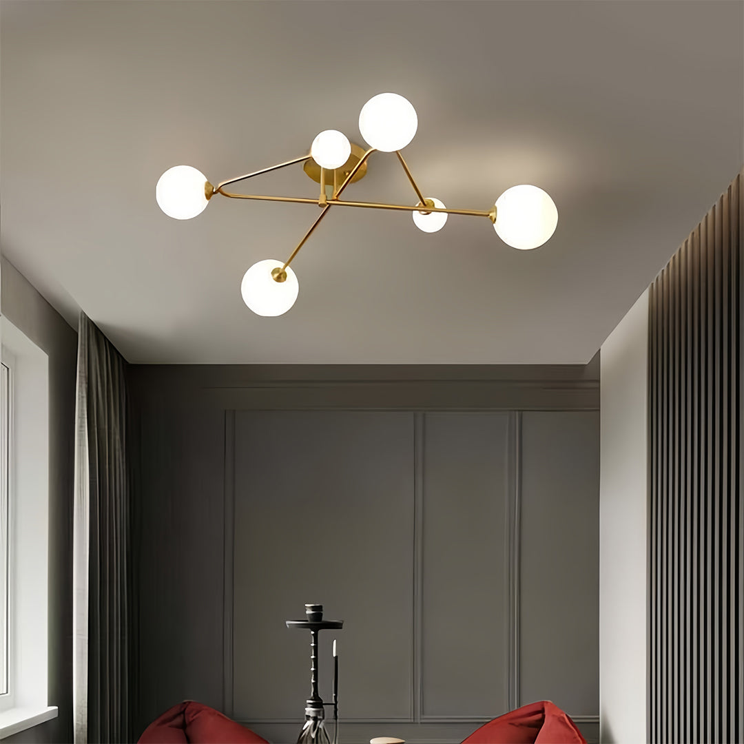 Magic Bean Gold Semi-Flush Mount Nordic Iron E27 Globe 4 6 9 Light