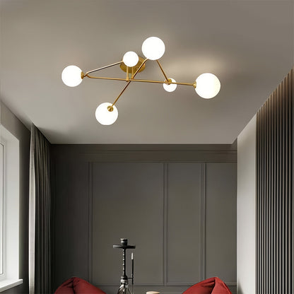 Magic Bean Gold Semi-Flush Mount Nordic Iron E27 Globe 4 6 9 Light