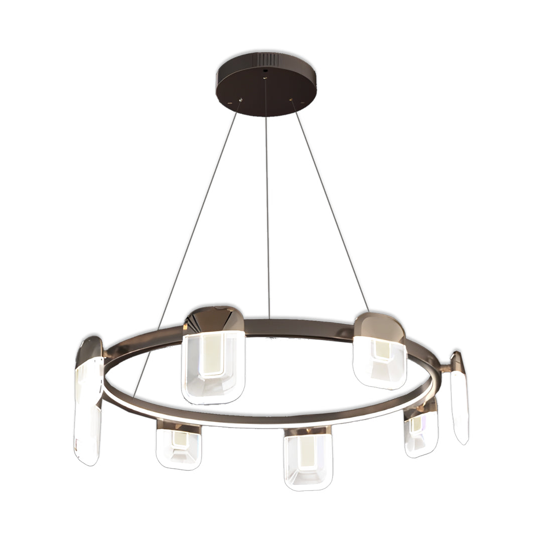 Italian Crystal Chandelier Gold Aluminum Clear Crystal Integrated LED 3-Step Dimming Minimalist