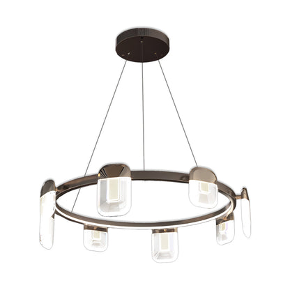 Italian Crystal Chandelier Gold Aluminum Clear Crystal Integrated LED 3-Step Dimming Minimalist