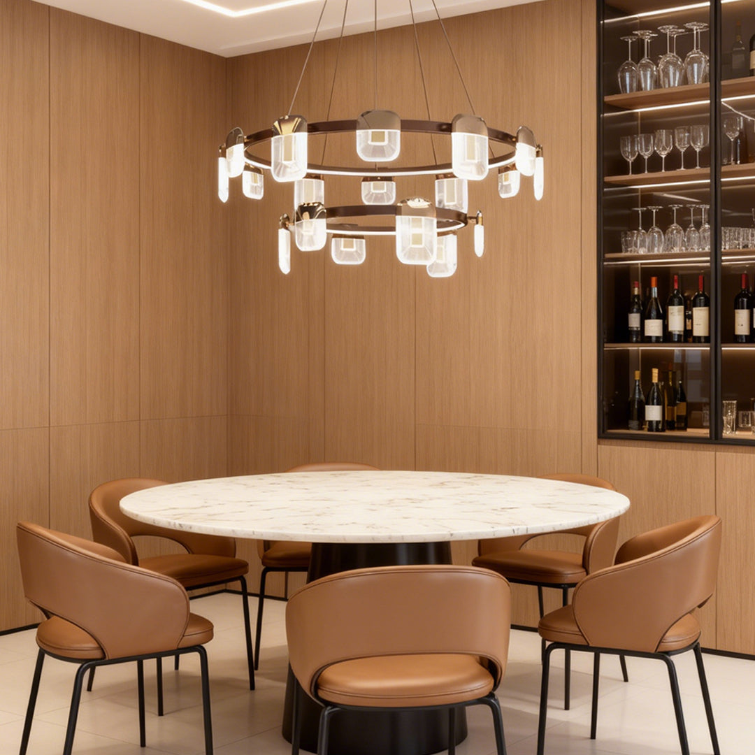 Italian Crystal Chandelier Gold Aluminum Clear Crystal Integrated LED 3-Step Dimming Minimalist