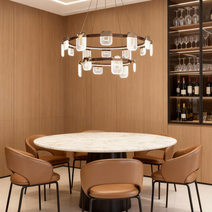 Italian Crystal Chandelier Gold Aluminum Clear Crystal Integrated LED 3-Step Dimming Minimalist