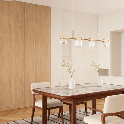 Italian Crystal Chandelier Gold Aluminum Clear Crystal Integrated LED 3-Step Dimming Minimalist