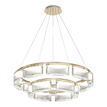 Crystal Chandelier Gold Aluminum Precision-Cut Crystal Matrix Integrated LED 3-Step Dimming Modern Luxury