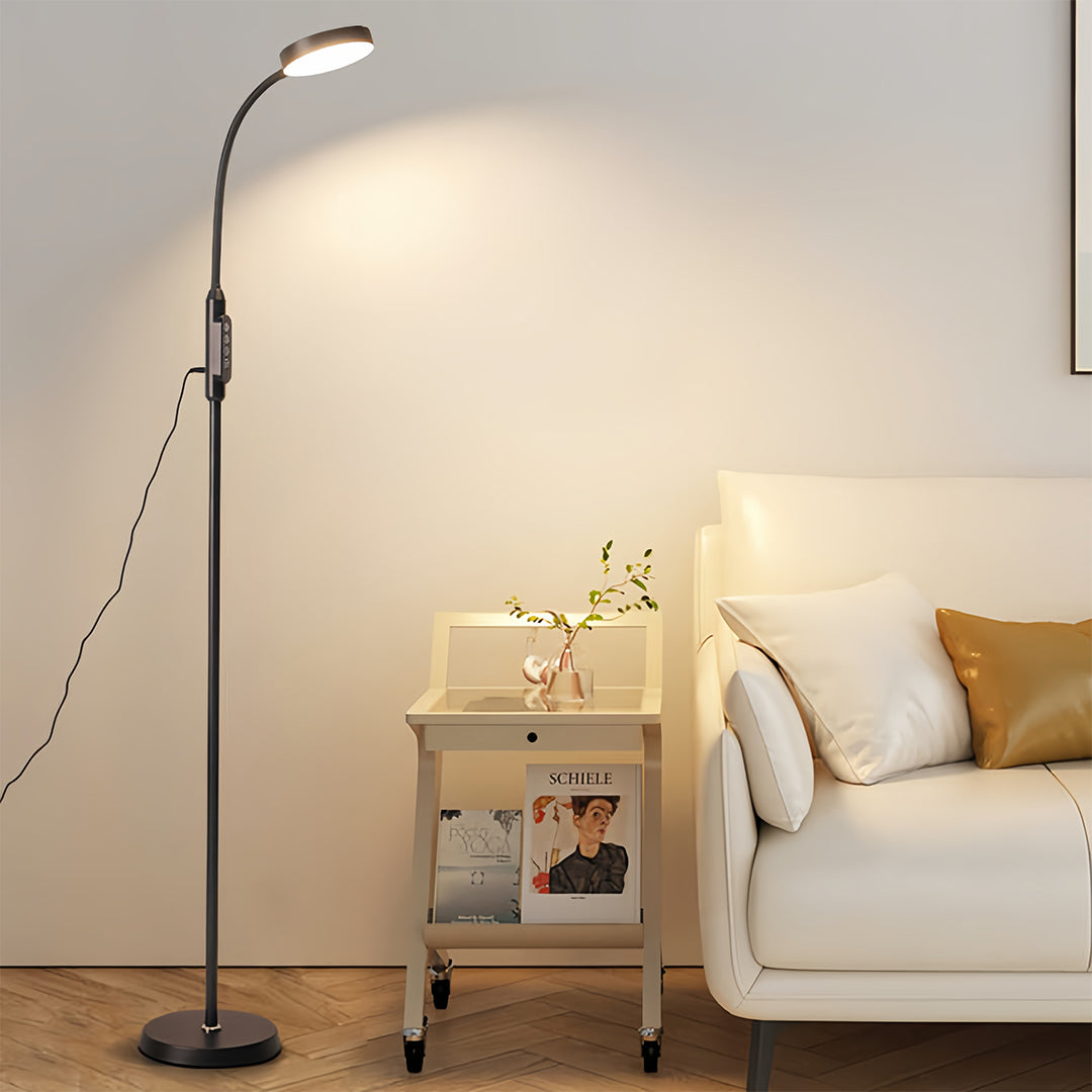Floor Reading Lamp LED Touch Control 3 Color Temperature Eye Care Gooseneck PC Shade Piano Task Black White 65 Inch