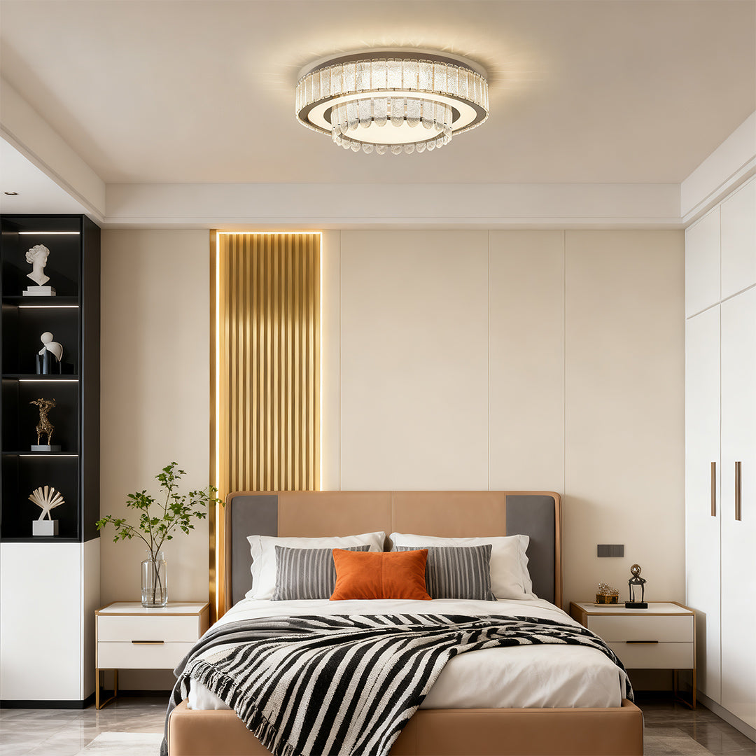 Luxury Crystal Flush Mount Round Square Rectangle Chrome 8 Sizes