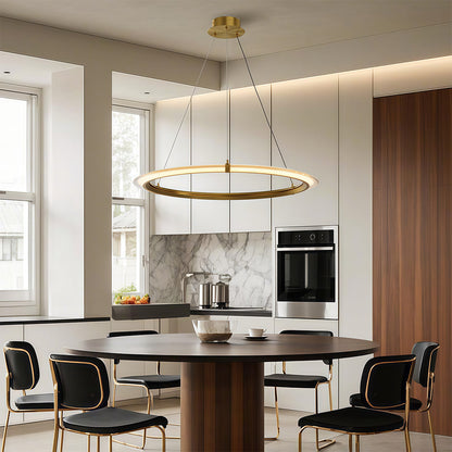 Interlocking Ring LED Chandelier in Brushed Brass, Polished Nickel or Matte Black