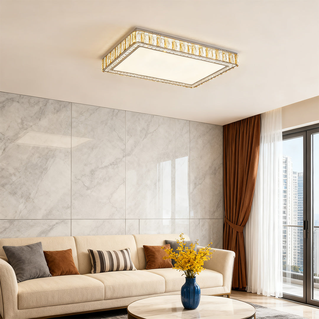 Crystal Flush Mount Round Square Rectangle Chrome Mid-Profile