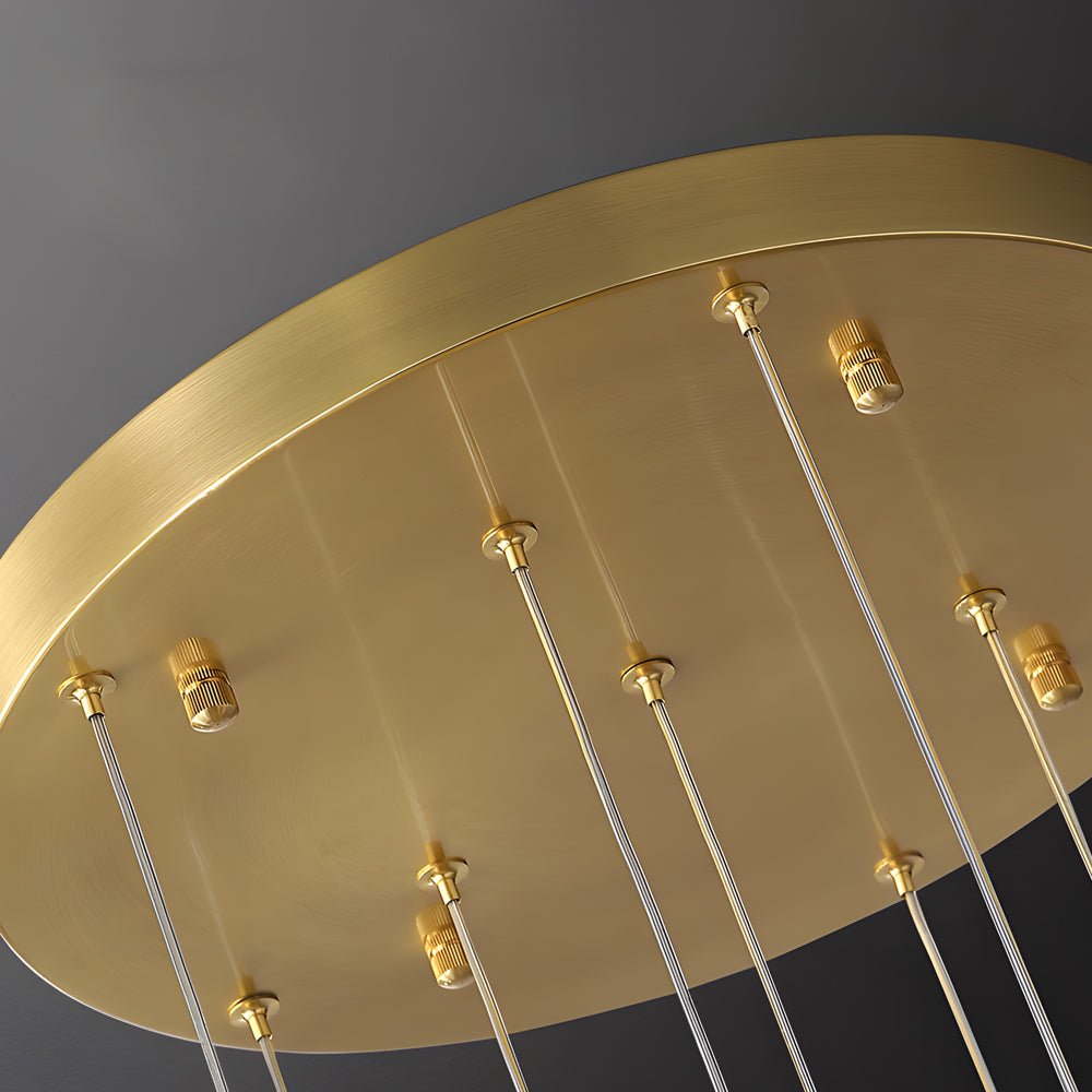 Staircase Chandelier Copper Gold Pineapple-Texture Glass Globe Integrated LED Modern 3-Step Colour Temperature Five Configurations 6-Light to 18-Light
