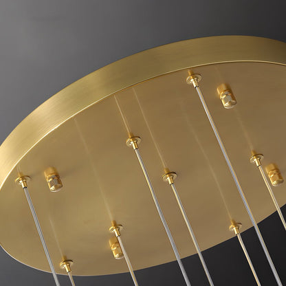 Staircase Chandelier Copper Gold Pineapple-Texture Glass Globe Integrated LED Modern 3-Step Colour Temperature Five Configurations 6-Light to 18-Light