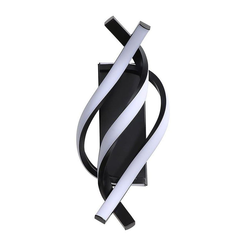 Spiral LED Wall Sconce Sculptural Metal 3CCT Hardwired Bedroom Hallway Black White