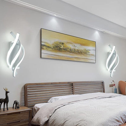 Spiral LED Wall Sconce Sculptural Metal 3CCT Hardwired Bedroom Hallway Black White