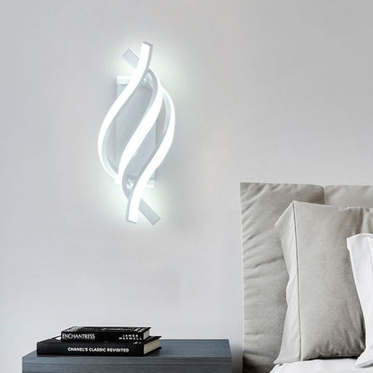 Spiral LED Wall Sconce Sculptural Metal 3CCT Hardwired Bedroom Hallway Black White