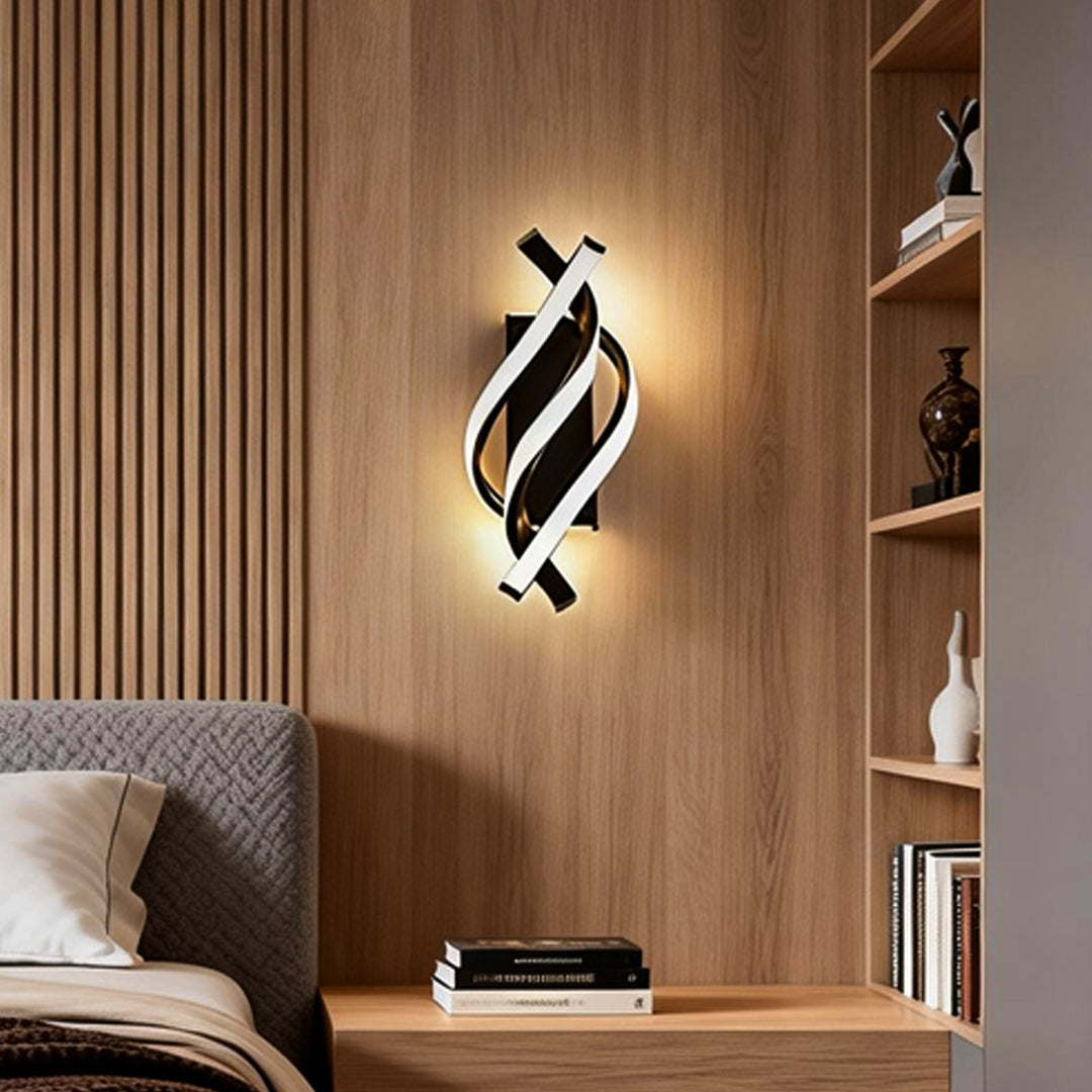 Spiral LED Wall Sconce Sculptural Metal 3CCT Hardwired Bedroom Hallway Black White