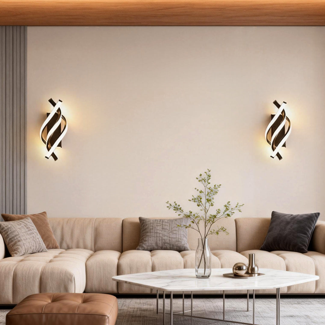 Spiral LED Wall Sconce Sculptural Metal 3CCT Hardwired Bedroom Hallway Black White