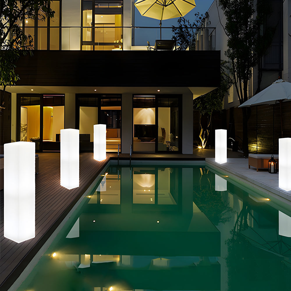 Square PE Glowing Outdoor Floor Lamp IP65 Dimmable RGB+CCT Remote 5W Landscape