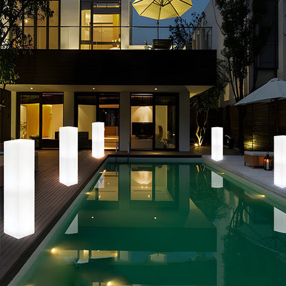 Square PE Glowing Outdoor Floor Lamp IP65 Dimmable RGB+CCT Remote 5W Landscape